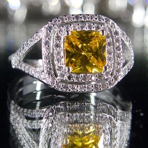 14kt Gold Dipped Canary Swarovski Engagement Ring